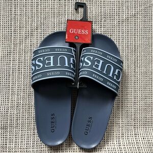Mens Blue and White Guess Slides Size 10